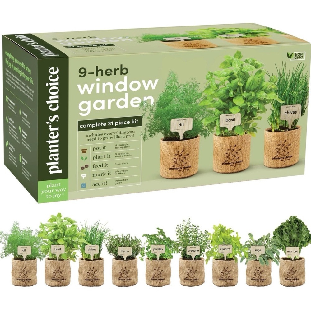9 Herb Indoor Window Garden Kit - House Plants Seeds Great Unique Gift Ideas